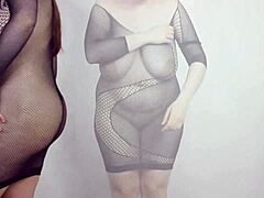 Bodystocking Try-On: Chubby Beauty Reveals Big Tits in See-Through Lingerie