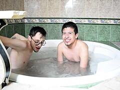 European twinks indulge in a steamy jacuzzi session