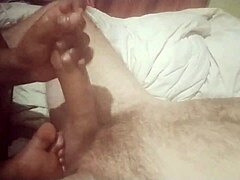 gentle foot play with ball stepping and handjob climax