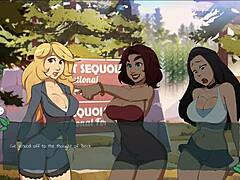 Watch her lick pussy and finger brunette in this lesbian game!