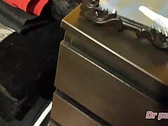 ebony client in lingerie gets fucked by vibrator seller while husband is away