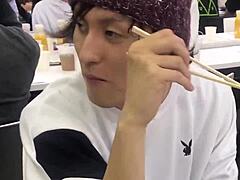 Just gay enjoying meat dishes.