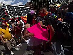 Latina Flashes Big Ass In Miniskirt During Lgbt March