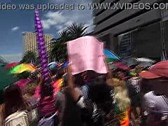 Latina Flashes Big Ass In Miniskirt During Lgbt March