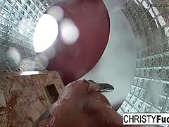 Behind-the-scenes playtime with Christy Dahlia and Ivan in a steamy shower