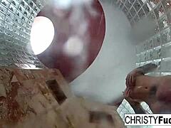 Behind-the-scenes playtime with Christy Dahlia and Ivan in a steamy shower