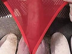 i'm horny wanking in stockings while crossdressing