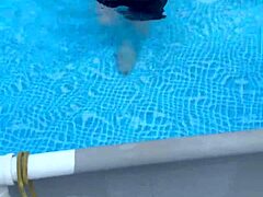 titty play by the pool with natural beauty