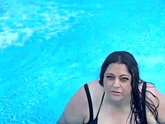 titty play by the pool with natural beauty