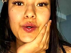 Sexy young Colombian feels intense pleasure with big dildo