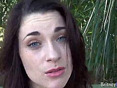 Britney Blue Rubs Pussy With Dildo At Home