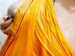 indian girl with sexy big boobs poses in saree