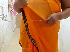 indian girl with sexy big boobs poses in saree