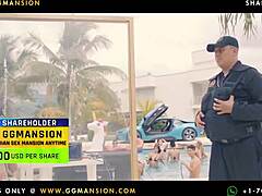 Blonde and redhead scissor in public!