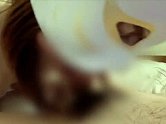 perverted wife licks cum from her face