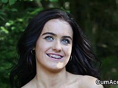 Hot kitten takes cumshot on face. She eats every drop!