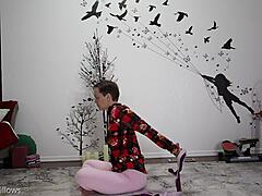European beauty dominates in sensual yoga lesson