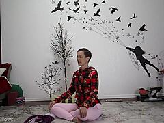 European beauty dominates in sensual yoga lesson