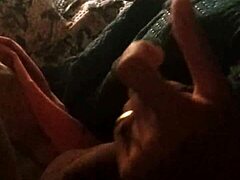 Redhead jerks me while watching reality