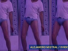 Alejandro Mistral Strips to White and Blue Underwear