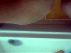 Chubby guys enjoying steamy handjob fun in the bath