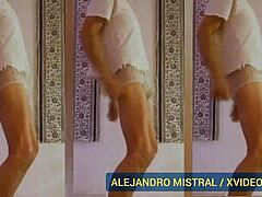 Alejandro Mistral Strips to White and Blue Underwear
