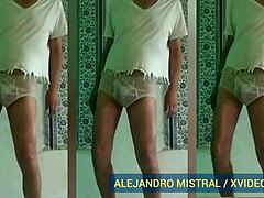 Alejandro Mistral Strips to White and Blue Underwear