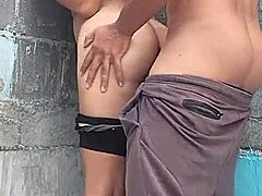 Fucking Brunette Neighbor Against The Wall