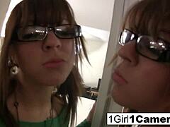 Alice bell plays with her camera in solo masturbation close up