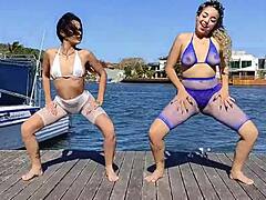 Slim Latina dances seductively before getting a facial cumshot
