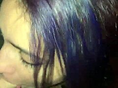 Amateur Latina caught giving oral in public