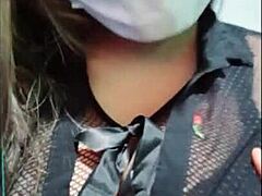 Sexy stepdaughter shakes tight vagina in sexy lingerie