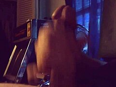 Allison moans while stroking big cock