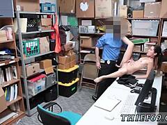 Interracial couple engages in hardcore sex while the cop is on duty