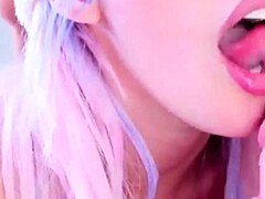 blonde pro gives masturbation blowjob