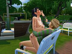 This public slut is playing games outdoors, so hot