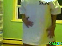 Webcam girl strips and teases in steamy amateur shower scene. Pure bathing fun unfolds.