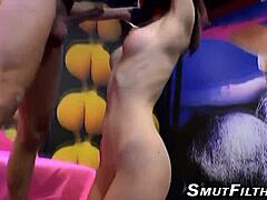 German Slut Gargles And Guzzles Cum In Blowbang!