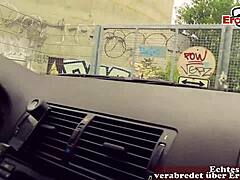 European teen engages in car sex on a romantic date