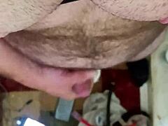 pov jacking my hard cock with tits and nipples out