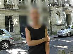 blonde teen gives blowjob in first casting interview