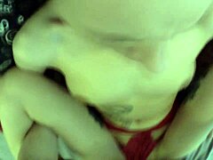 Hey, POV blowjob and sex with shy Russian tattooed skinny teen in red lingerie