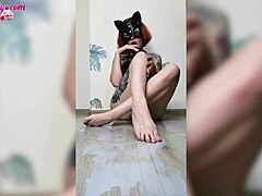 Redhead Fingering Pussy Doused in Milk