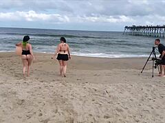 Lovely LADIES pose in BIKINIS at BEACH