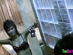 Thai Whore Fucked Standing with Tit Cumshot