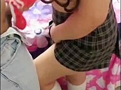 My prof Gustavo orders me to jerk him off with my tits