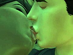 Teen experiences first time with goth Cassandra in 3D cartoon scene