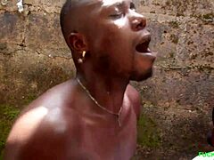 Fucking Under The Rain With An Umbrella! Wet Ebony BBW Takes Monster Cock!