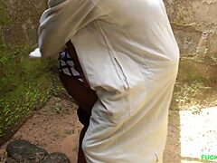 Fucking Under The Rain With An Umbrella! Wet Ebony BBW Takes Monster Cock!