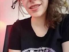 Wow, cute nerd masturbates hard in panties sexting!